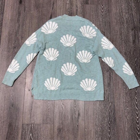 Show Me Your Mumu Gilligan Oversized Sweater Seashell Knit Pattern Teal Small - Picture 4 of 4